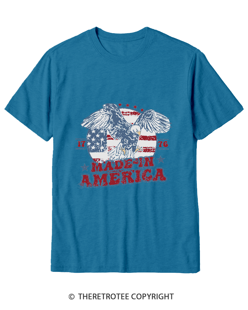 TheRetroTee Made In America Flag 1776 Cotton T-Shirt