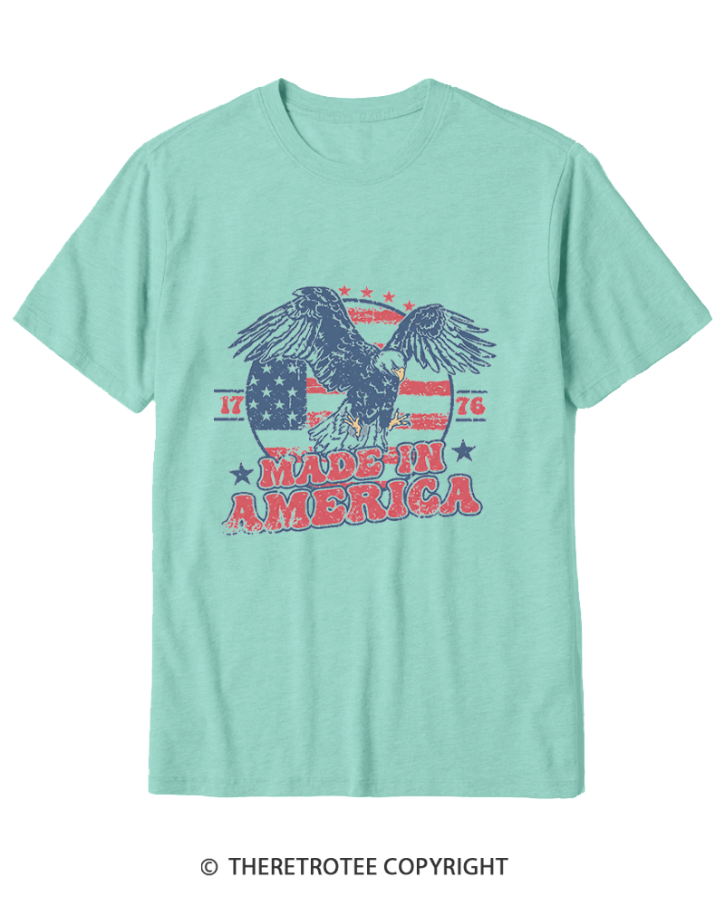 TheRetroTee Made In America Flag 1776 Cotton T-Shirt