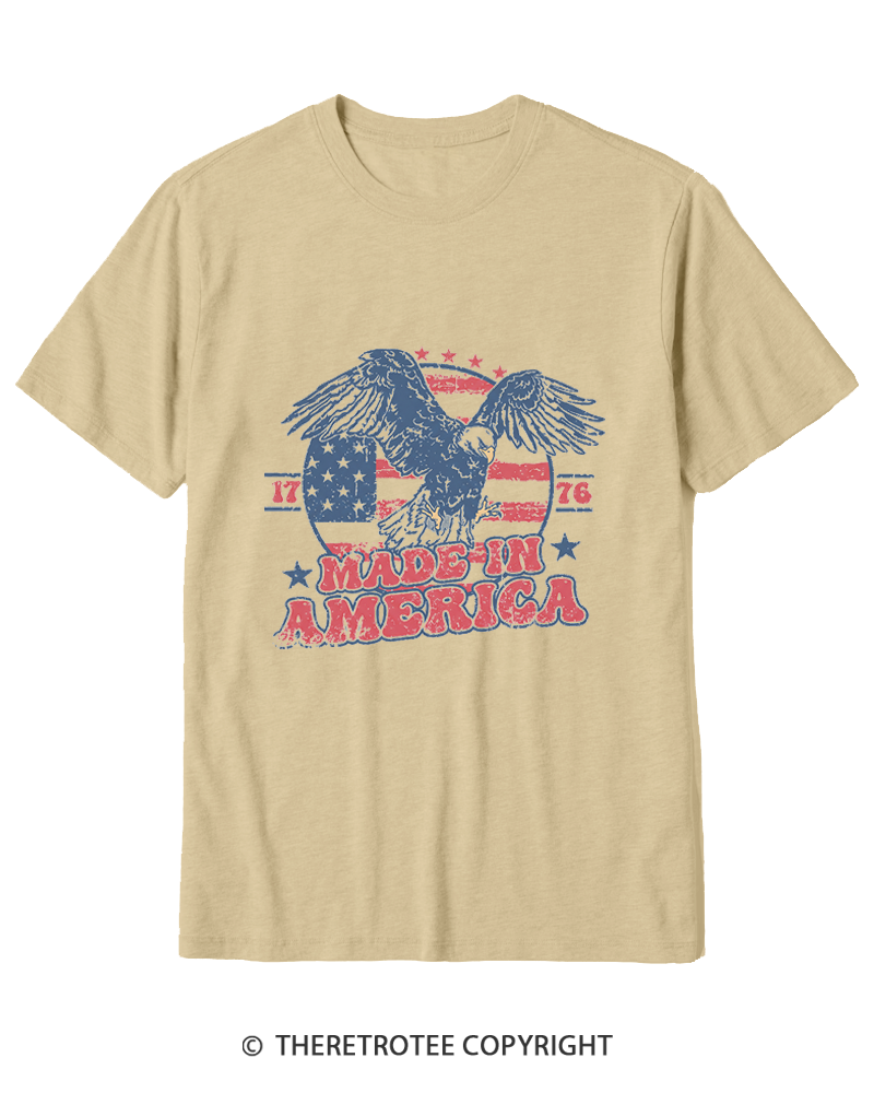 TheRetroTee Made In America Flag 1776 Cotton T-Shirt