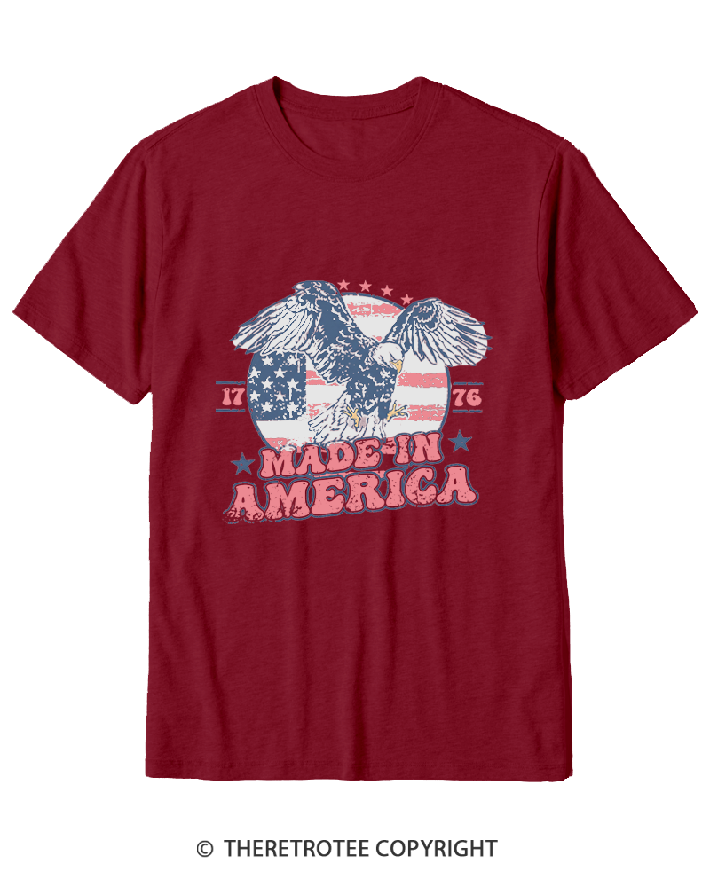 TheRetroTee Made In America Flag 1776 Cotton T-Shirt
