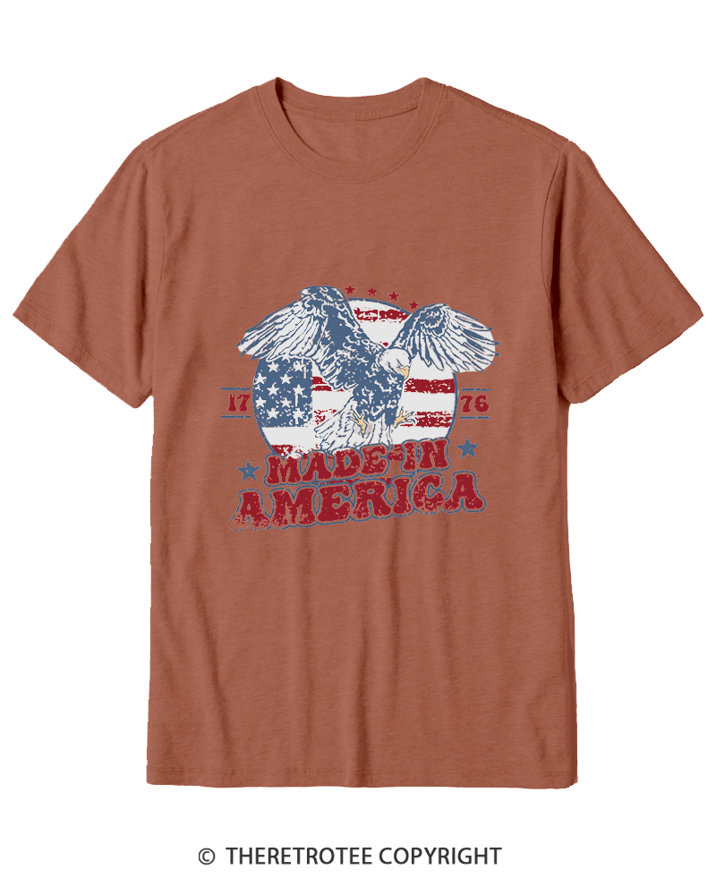 TheRetroTee Made In America Flag 1776 Cotton T-Shirt