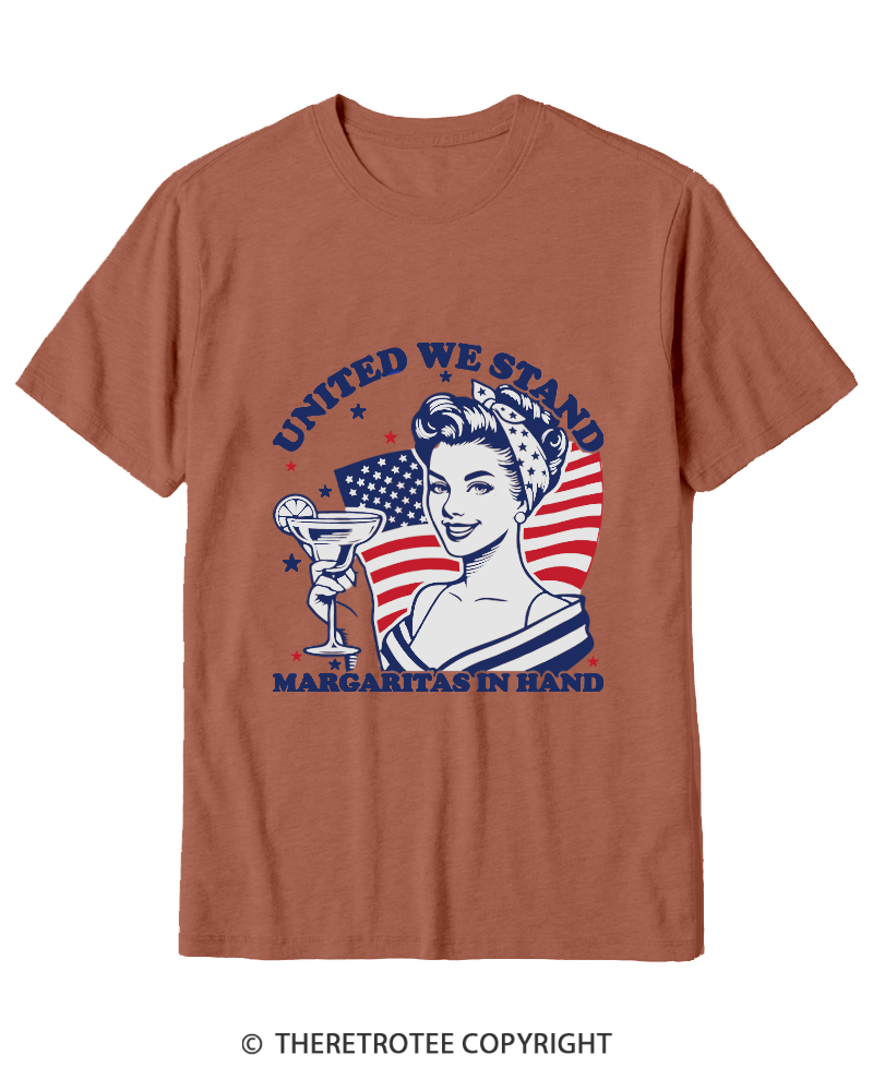 TheRetroTee United We Stand Margarita in Hand 1776 Cotton T-Shirt