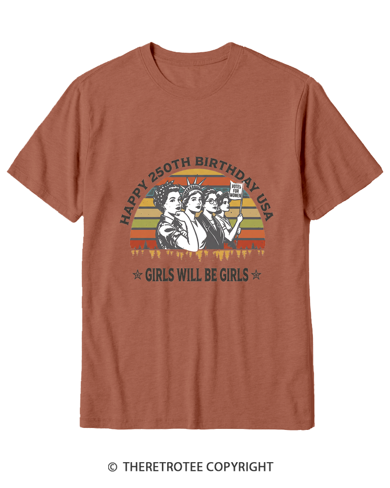 TheRetroTee USA 250th Anniversary Girl will be Girls Cotton T-Shirt