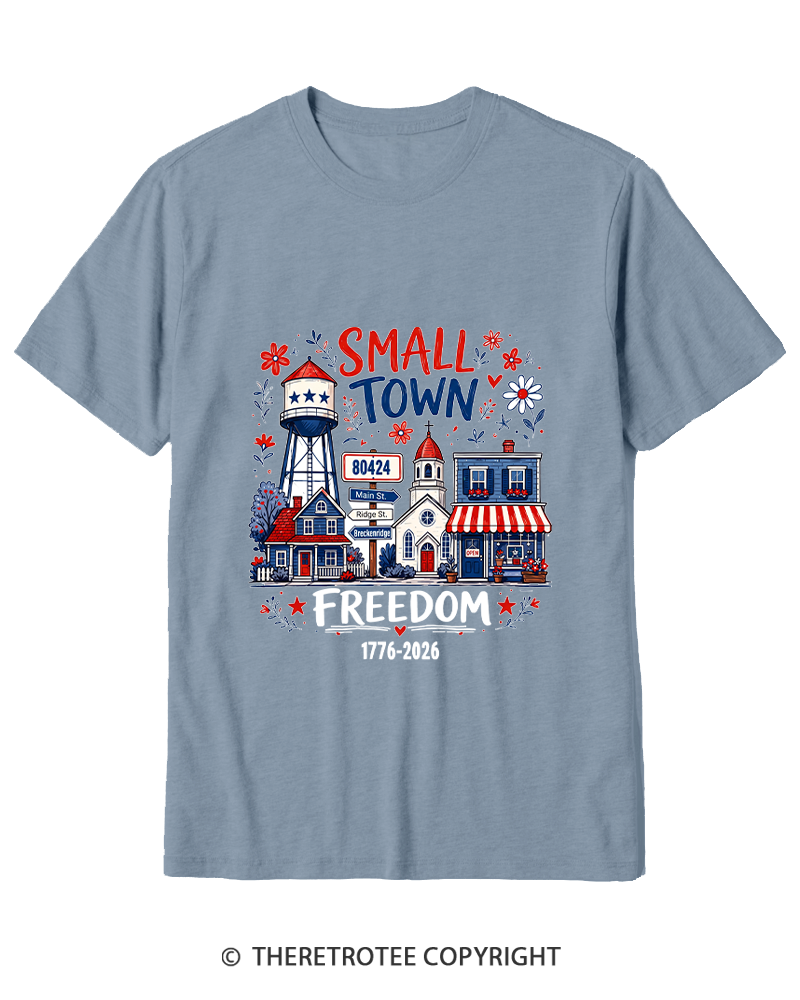 TheRetroTee Small Town Freedom 1776 Cotton T-Shirt