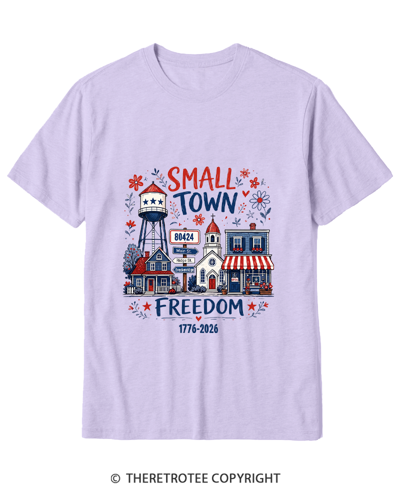 TheRetroTee Small Town Freedom 1776 Cotton T-Shirt