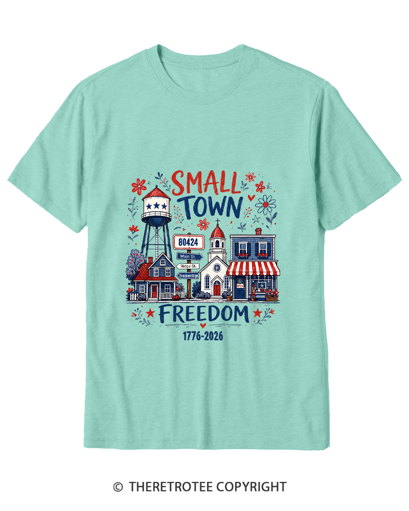 TheRetroTee Small Town Freedom 1776 Cotton T-Shirt