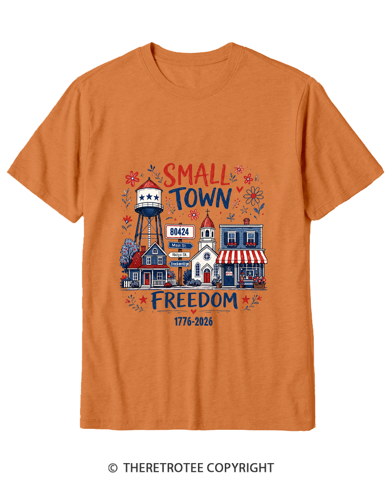 TheRetroTee Small Town Freedom 1776 Cotton T-Shirt