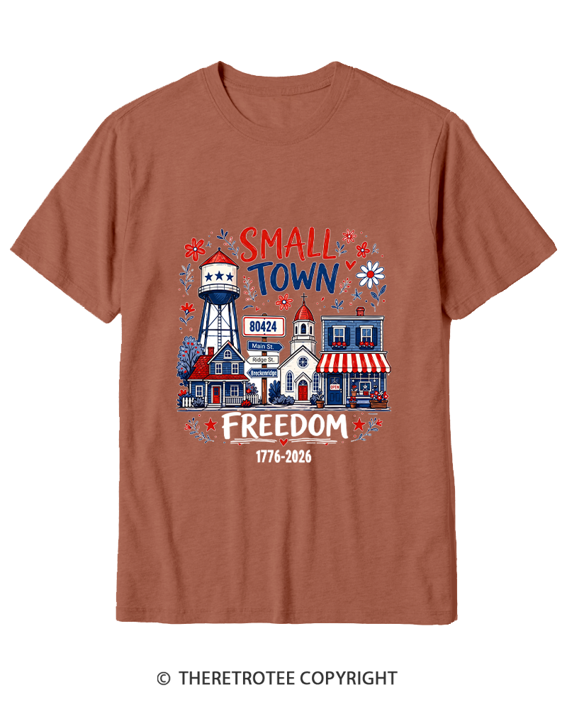 TheRetroTee Small Town Freedom 1776 Cotton T-Shirt