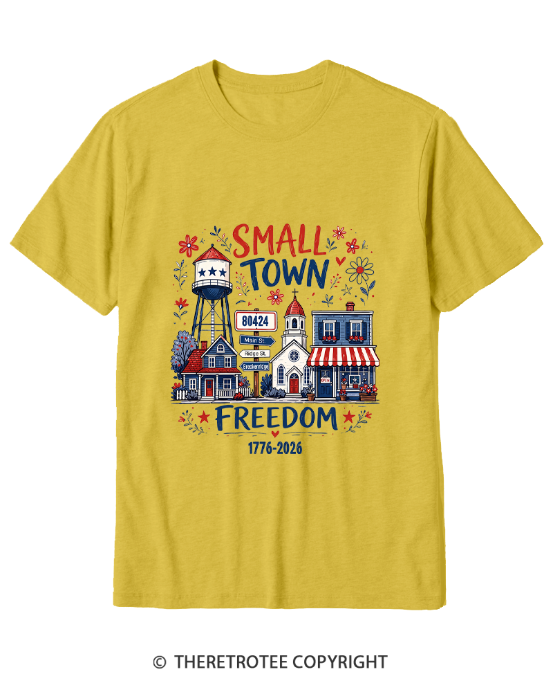 TheRetroTee Small Town Freedom 1776 Cotton T-Shirt