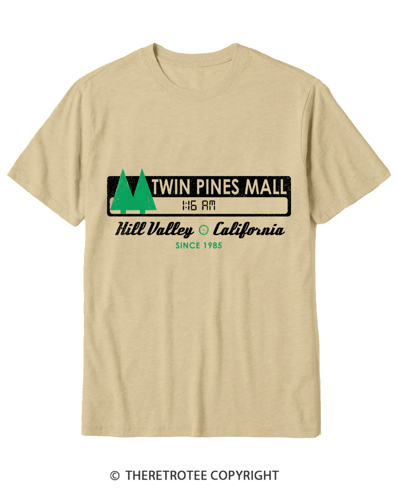 TheRetroTee Twin Pines mall Sign Worn 1980s Cotton T-Shirt