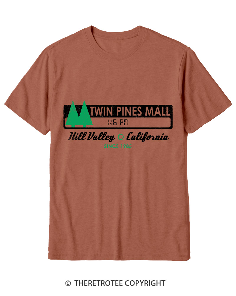 TheRetroTee Twin Pines mall Sign Worn 1980s Cotton T-Shirt
