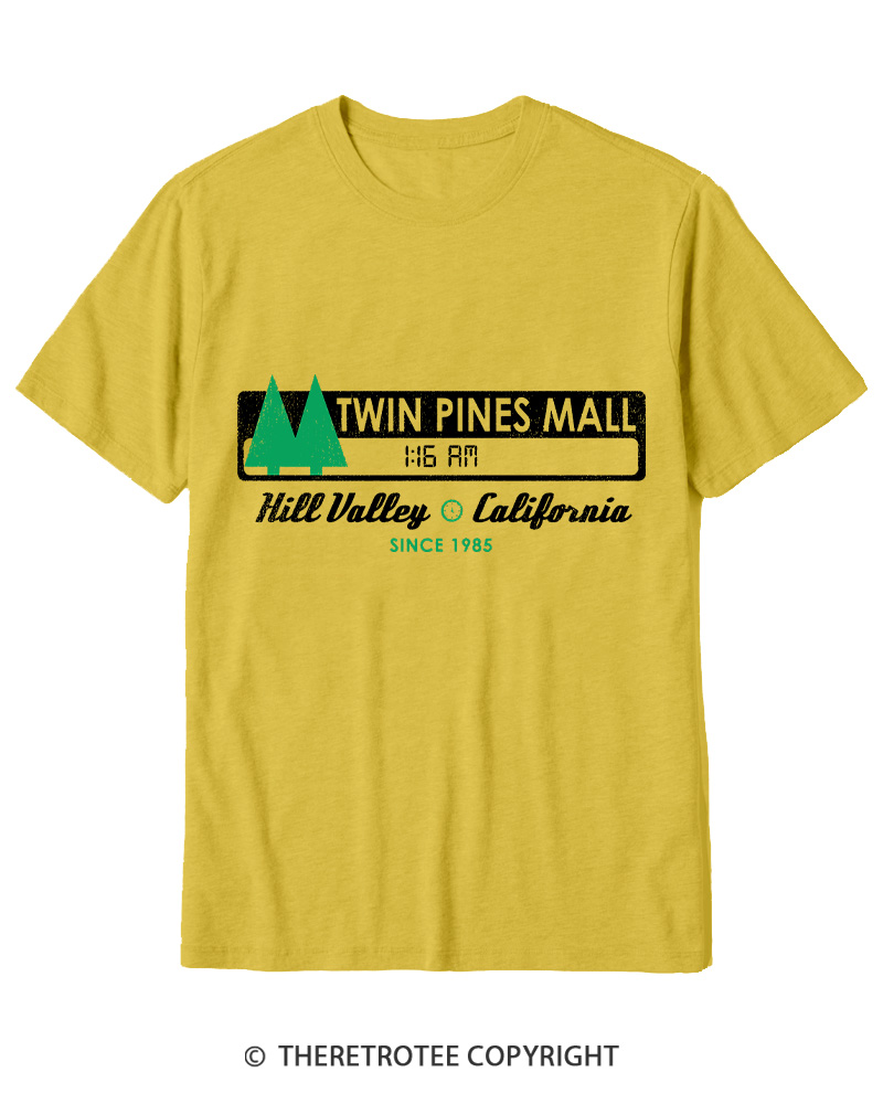 TheRetroTee Twin Pines mall Sign Worn 1980s Cotton T-Shirt