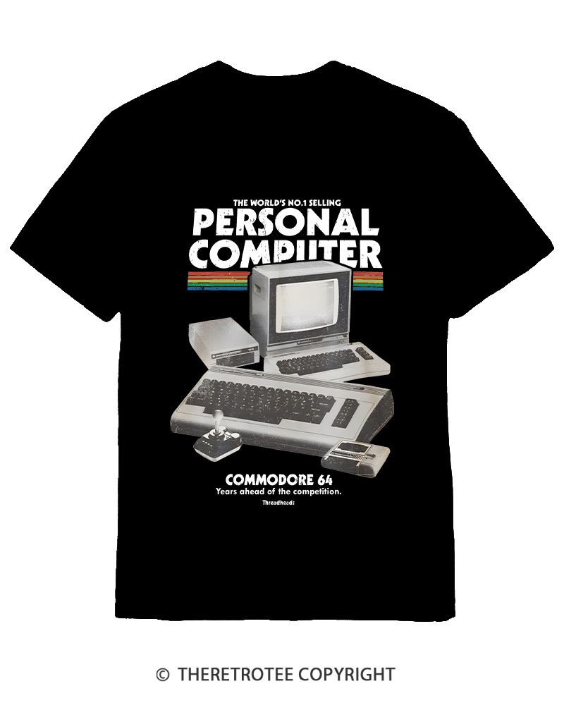 TheRetroTee Commodore 64 1980s Cotton T-Shirt