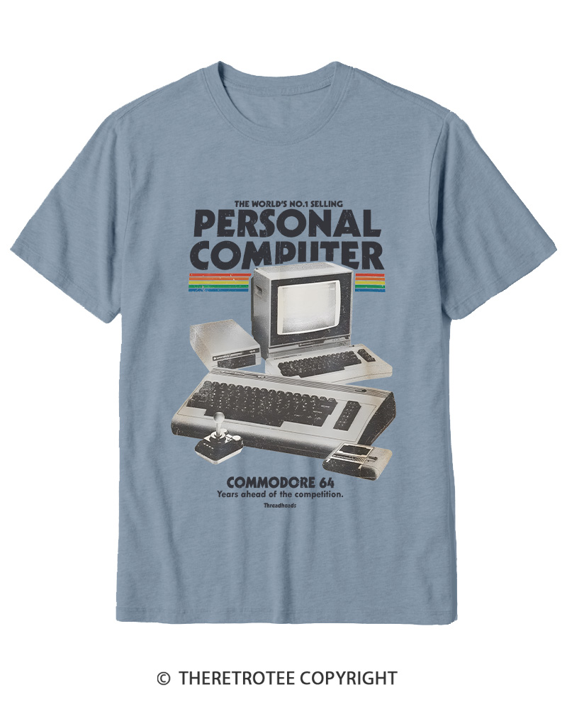 TheRetroTee Commodore 64 1980s Cotton T-Shirt