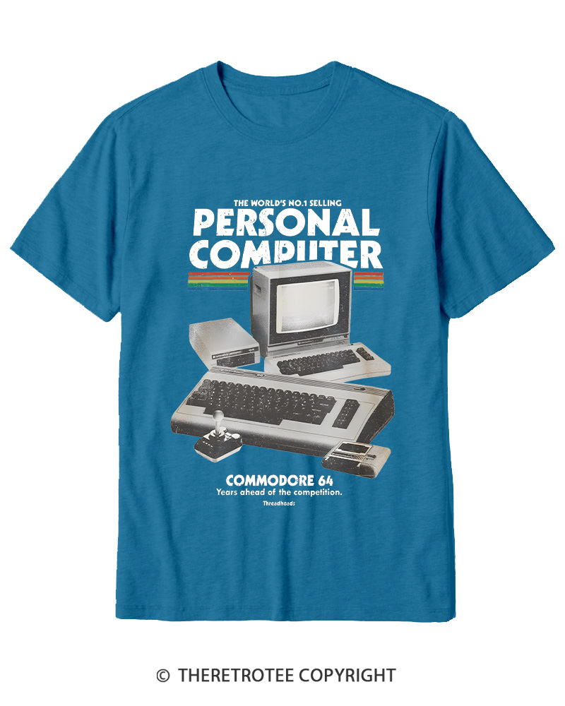 TheRetroTee Commodore 64 1980s Cotton T-Shirt