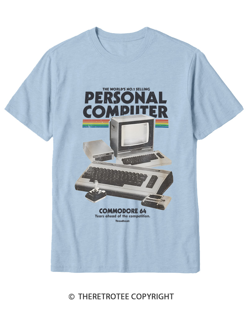 TheRetroTee Commodore 64 1980s Cotton T-Shirt