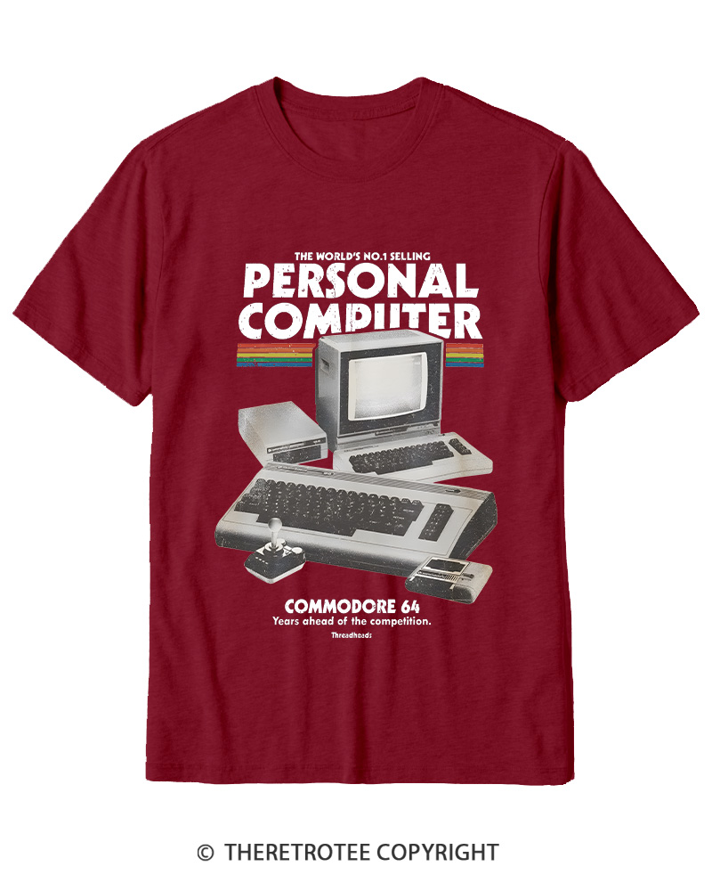 TheRetroTee Commodore 64 1980s Cotton T-Shirt