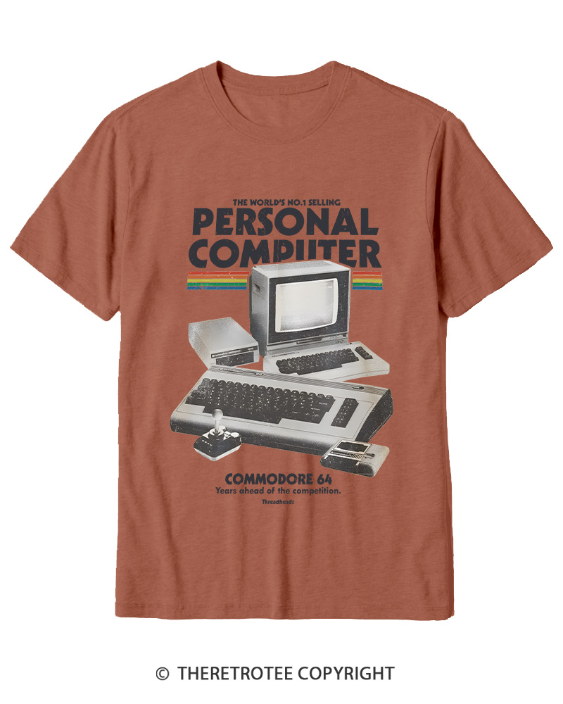 TheRetroTee Commodore 64 1980s Cotton T-Shirt