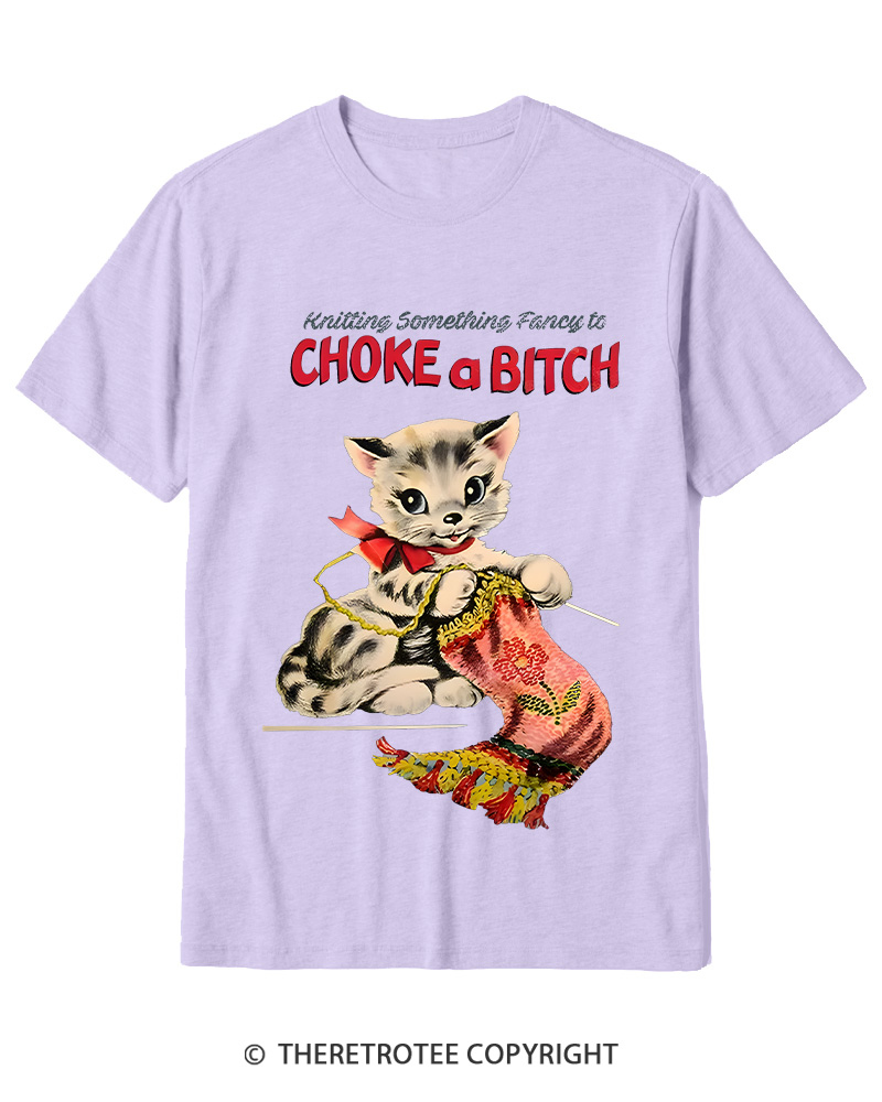 TheRetroTee Knitting Something Fancy to Choke a Bitch 1950s Cotton T-Shirt