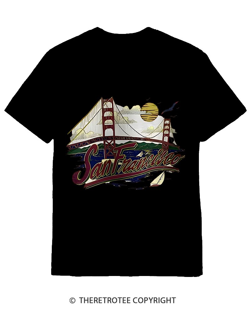 TheRetroTee Golden Gate Bridge 1980s Cotton T-Shirt