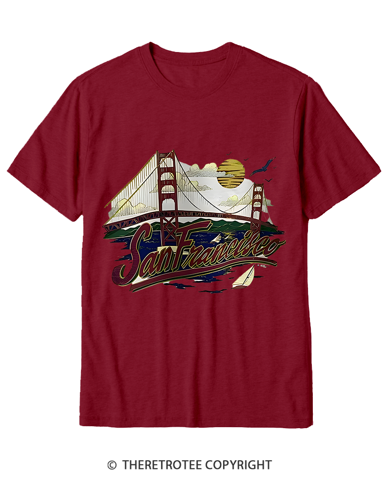 TheRetroTee Golden Gate Bridge 1980s Cotton T-Shirt