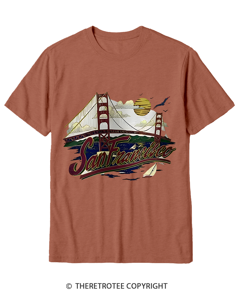 TheRetroTee Golden Gate Bridge 1980s Cotton T-Shirt