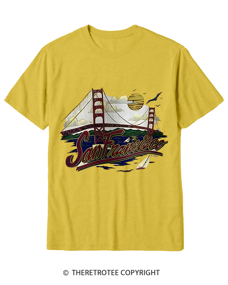 TheRetroTee Golden Gate Bridge 1980s Cotton T-Shirt
