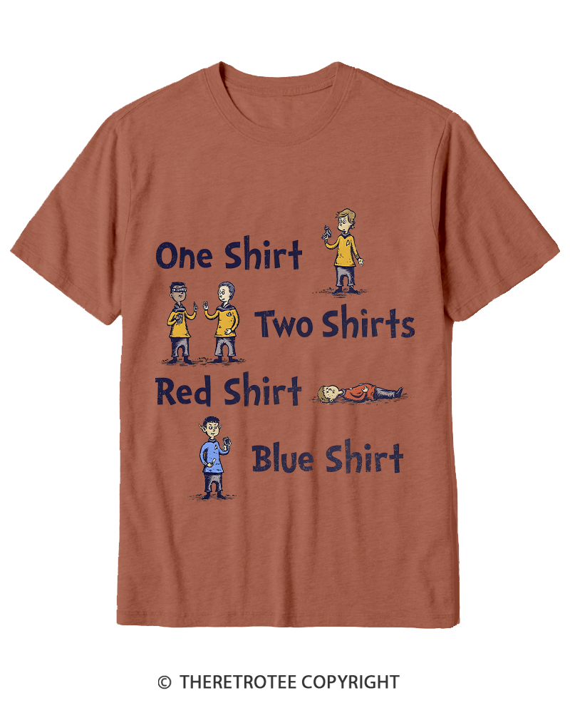 TheRetroTee Red Shirt, Blue Shirt 1960s Cotton T-Shirt