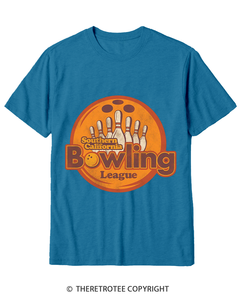 TheRetroTee Southern California Bowling League 1990s Cotton T-Shirt