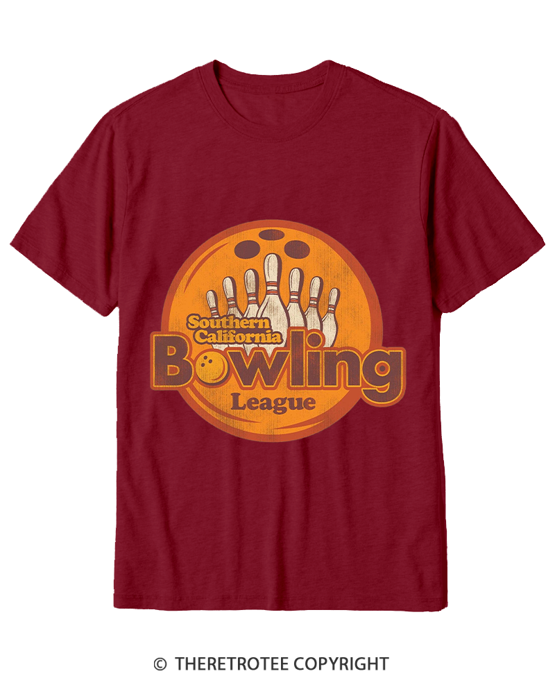 TheRetroTee Southern California Bowling League 1990s Cotton T-Shirt