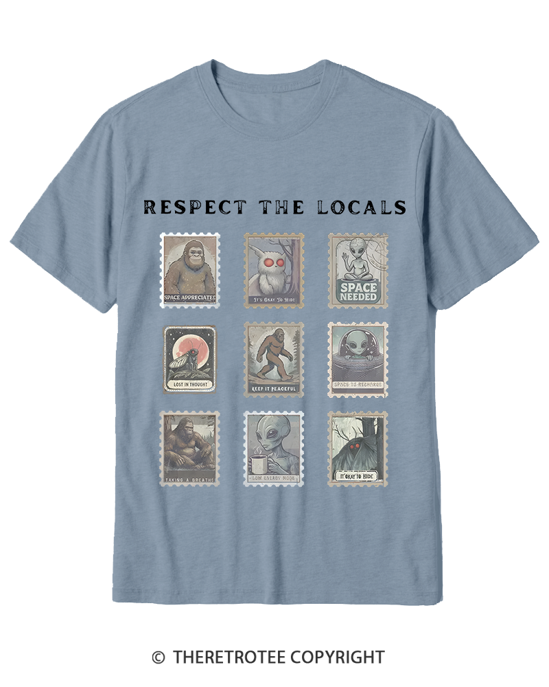 TheRetroTee Respect the Locals Cryptid 1970s Cotton T-Shirt