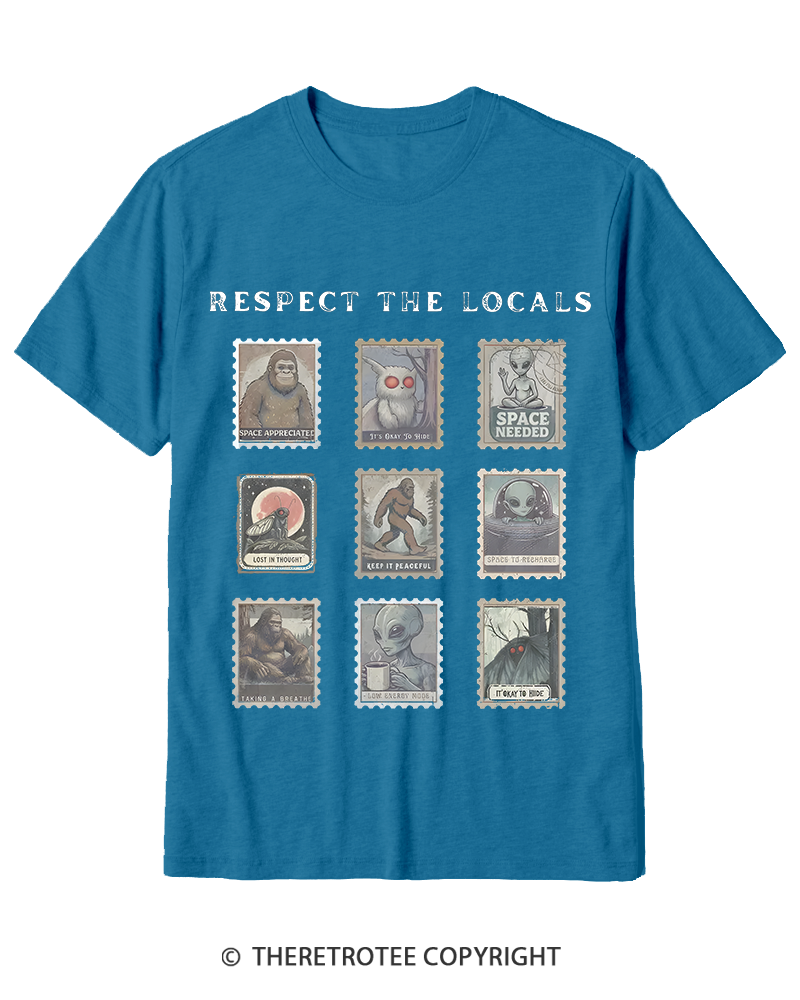 TheRetroTee Respect the Locals Cryptid 1970s Cotton T-Shirt