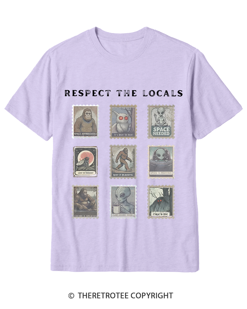 TheRetroTee Respect the Locals Cryptid 1970s Cotton T-Shirt