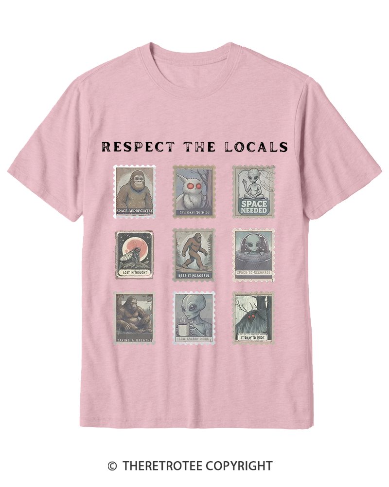 TheRetroTee Respect the Locals Cryptid 1970s Cotton T-Shirt