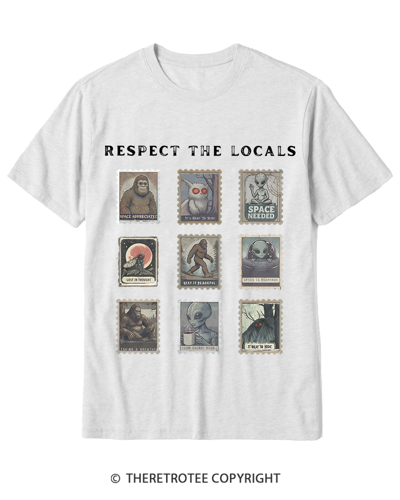 TheRetroTee Respect the Locals Cryptid 1970s Cotton T-Shirt