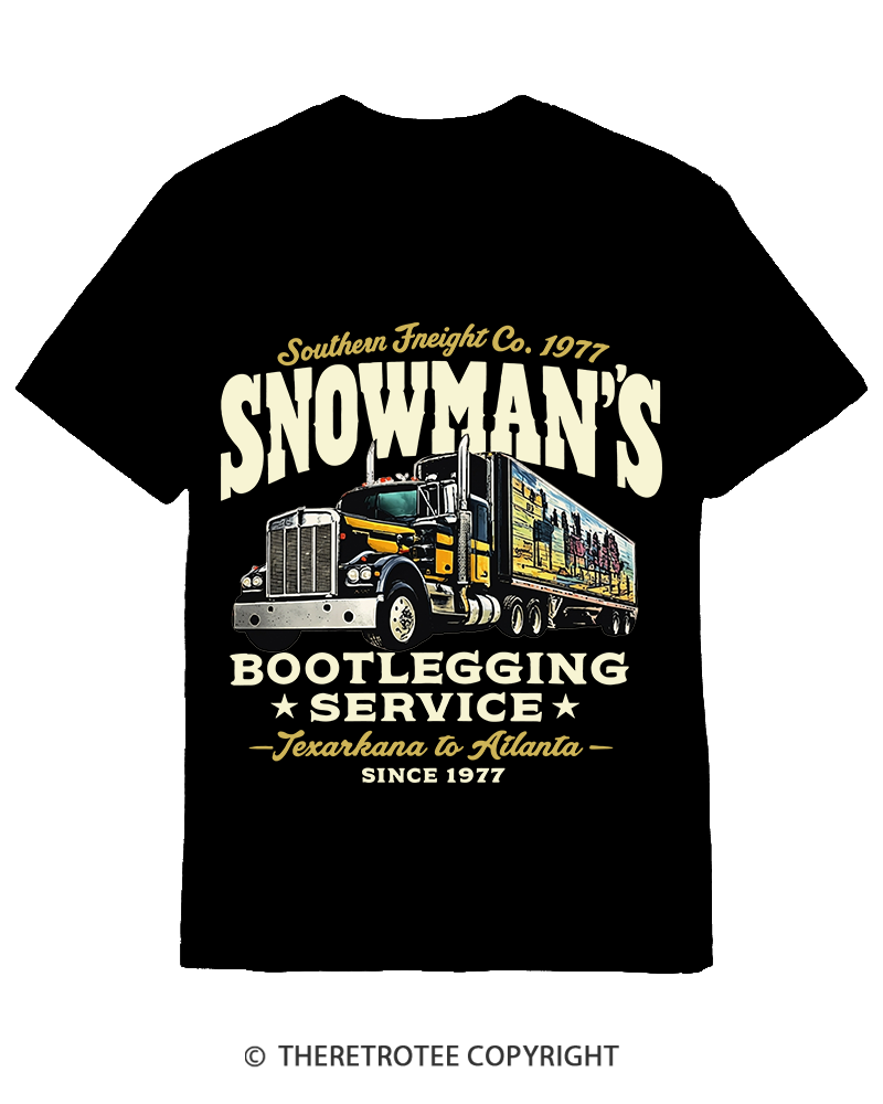 TheRetroTee Snowman's Bootlegging Service 1970s Cotton T-Shirt