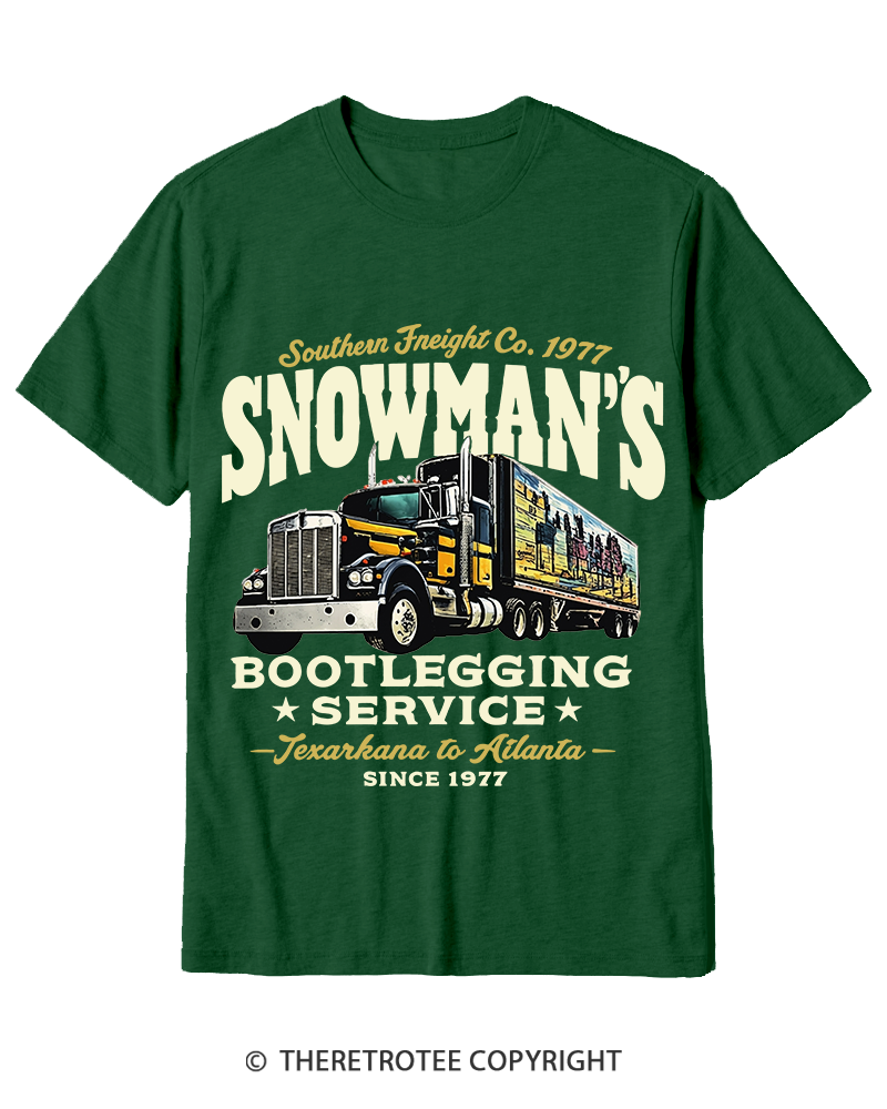 TheRetroTee Snowman's Bootlegging Service 1970s Cotton T-Shirt