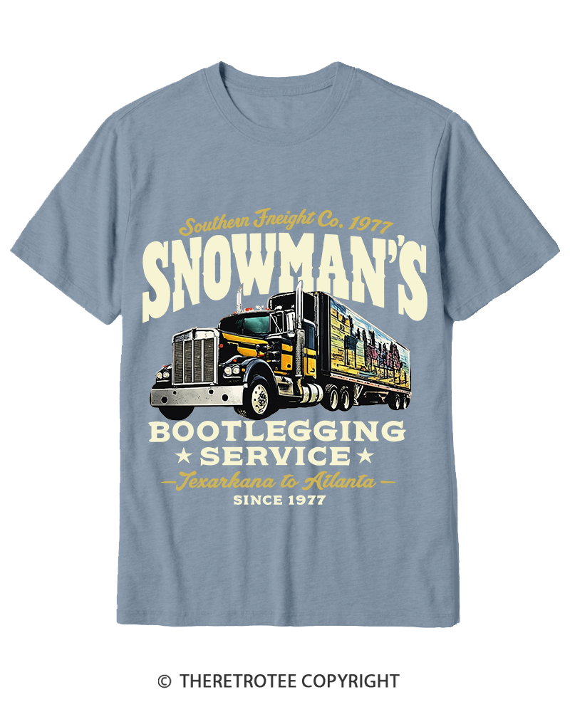 TheRetroTee Snowman's Bootlegging Service 1970s Cotton T-Shirt