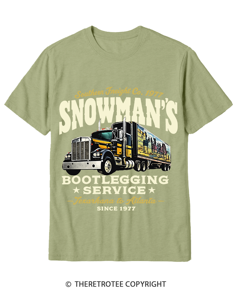 TheRetroTee Snowman's Bootlegging Service 1970s Cotton T-Shirt