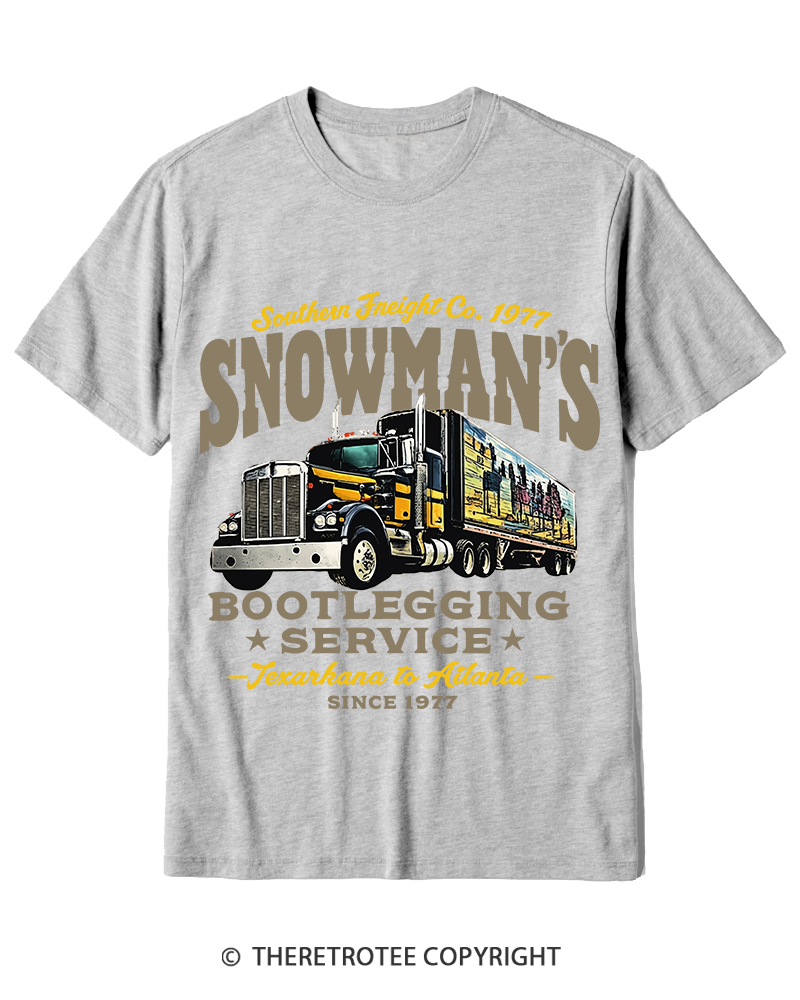 TheRetroTee Snowman's Bootlegging Service 1970s Cotton T-Shirt