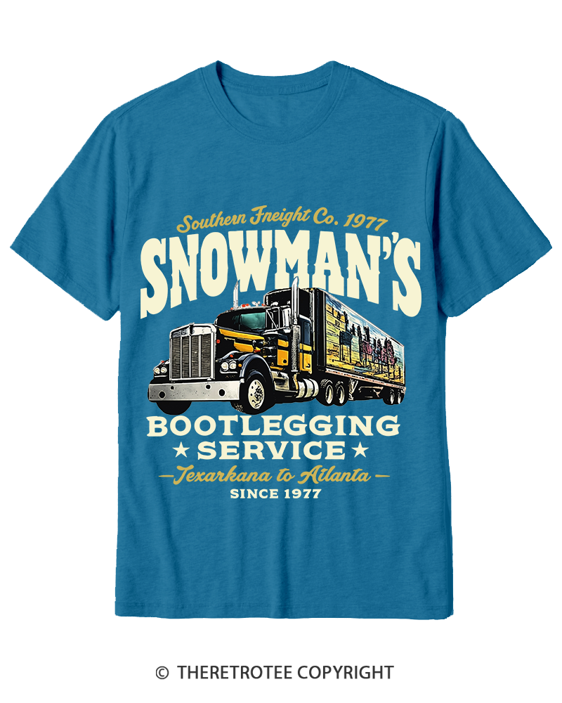 TheRetroTee Snowman's Bootlegging Service 1970s Cotton T-Shirt