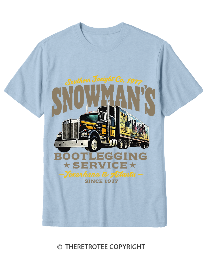 TheRetroTee Snowman's Bootlegging Service 1970s Cotton T-Shirt