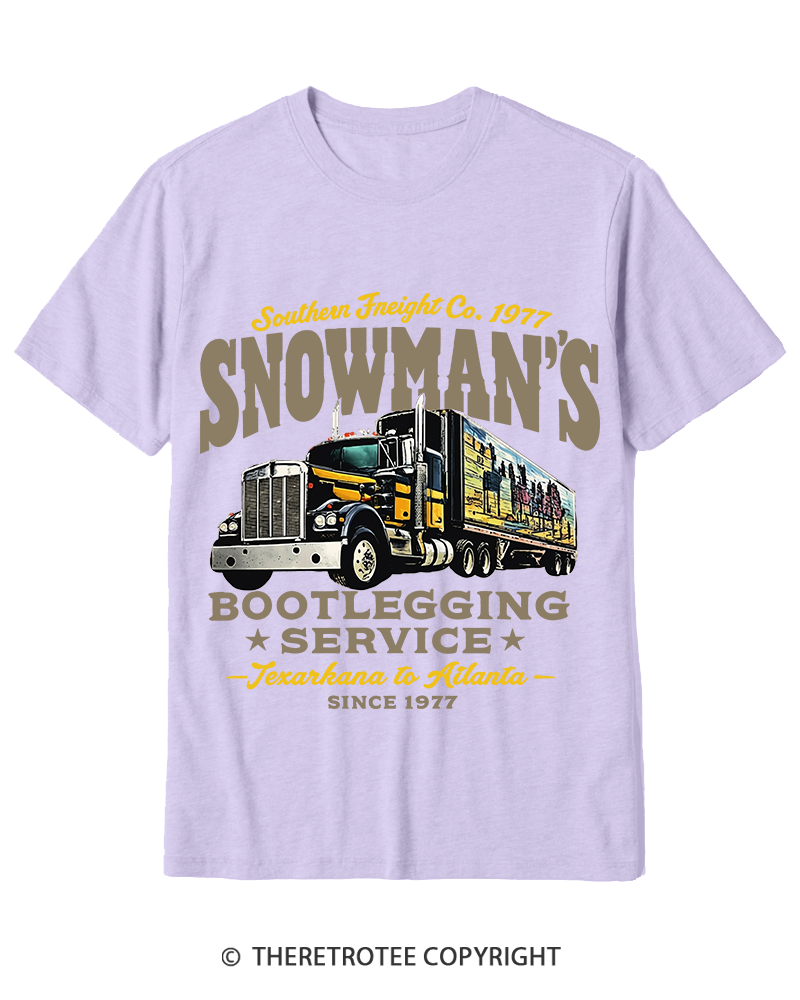 TheRetroTee Snowman's Bootlegging Service 1970s Cotton T-Shirt