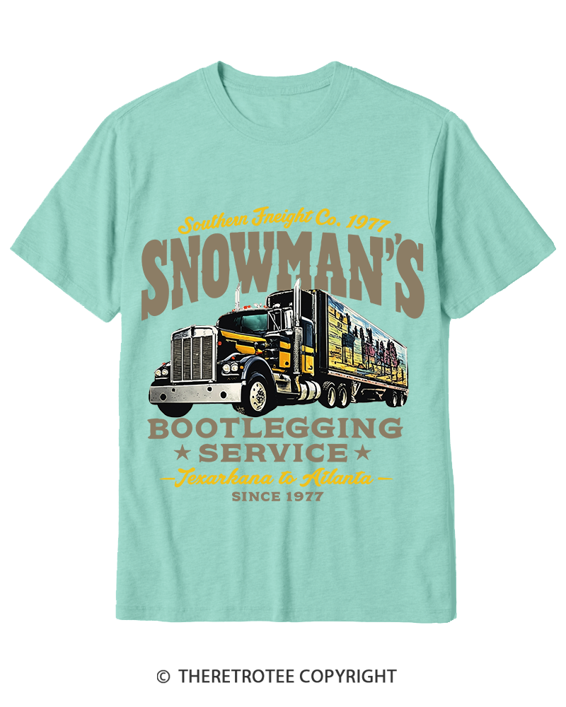 TheRetroTee Snowman's Bootlegging Service 1970s Cotton T-Shirt