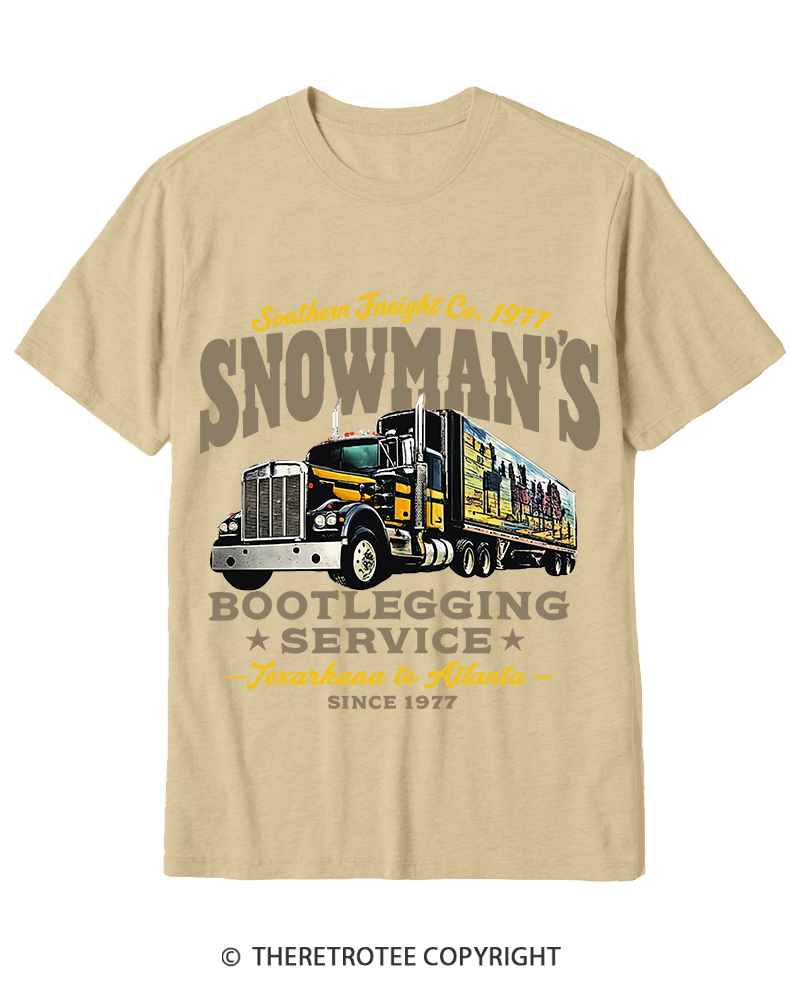 TheRetroTee Snowman's Bootlegging Service 1970s Cotton T-Shirt