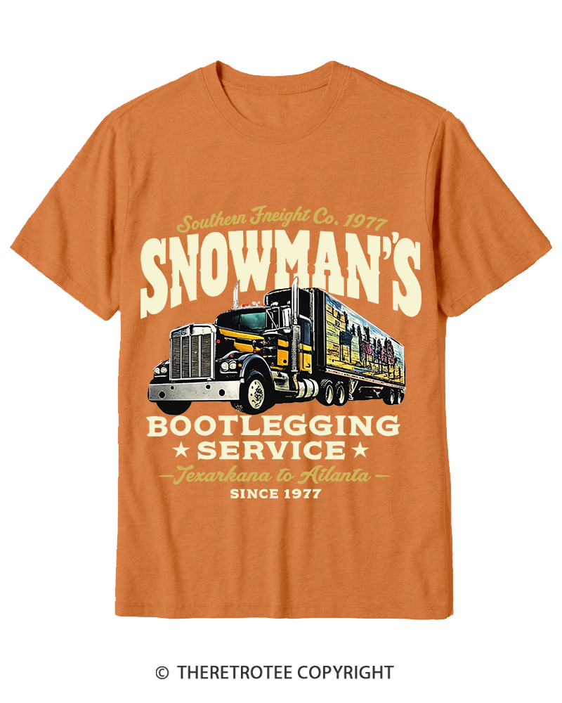 TheRetroTee Snowman's Bootlegging Service 1970s Cotton T-Shirt