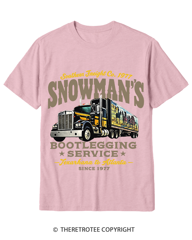 TheRetroTee Snowman's Bootlegging Service 1970s Cotton T-Shirt