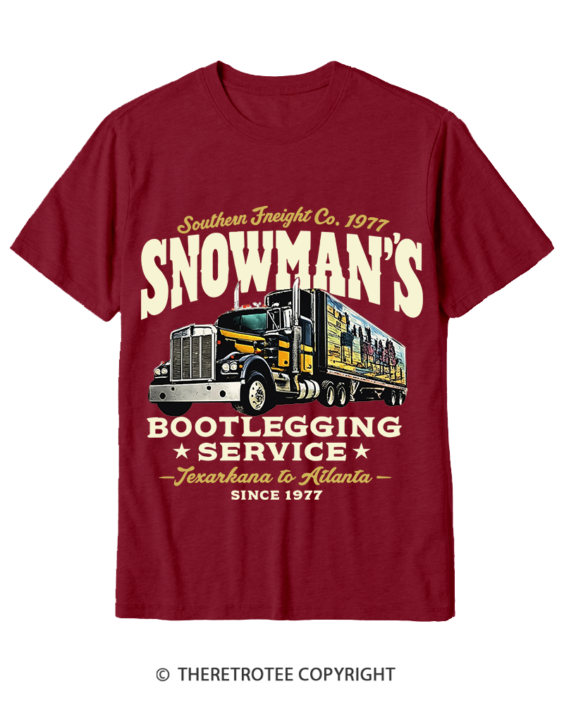 TheRetroTee Snowman's Bootlegging Service 1970s Cotton T-Shirt