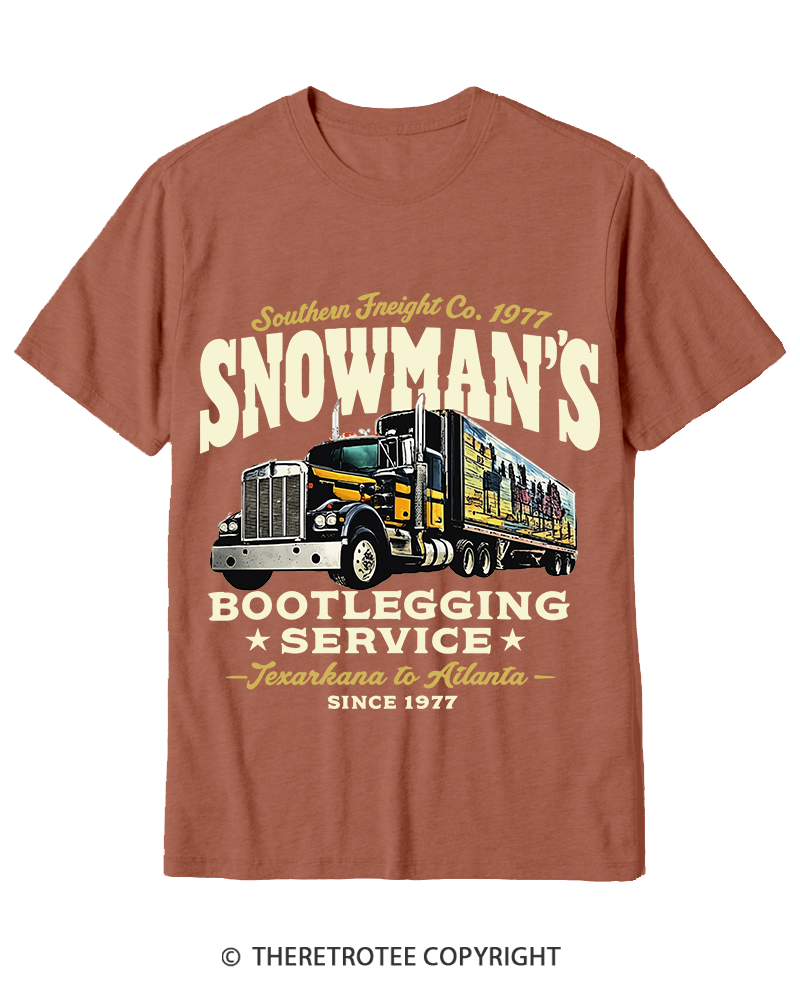 TheRetroTee Snowman's Bootlegging Service 1970s Cotton T-Shirt