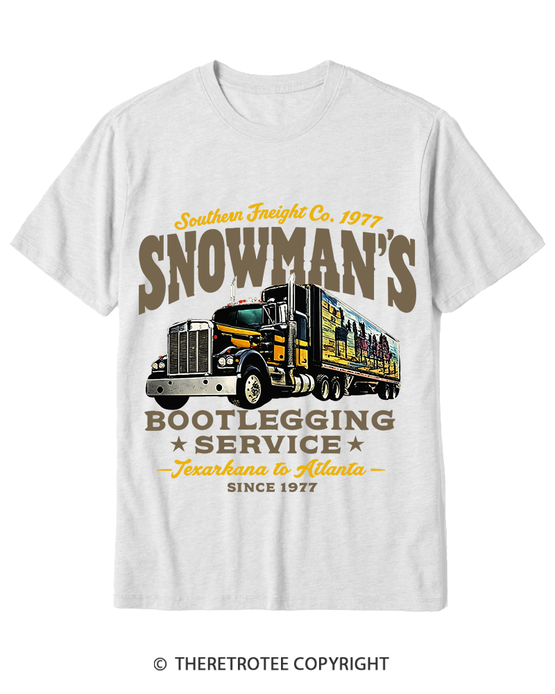 TheRetroTee Snowman's Bootlegging Service 1970s Cotton T-Shirt